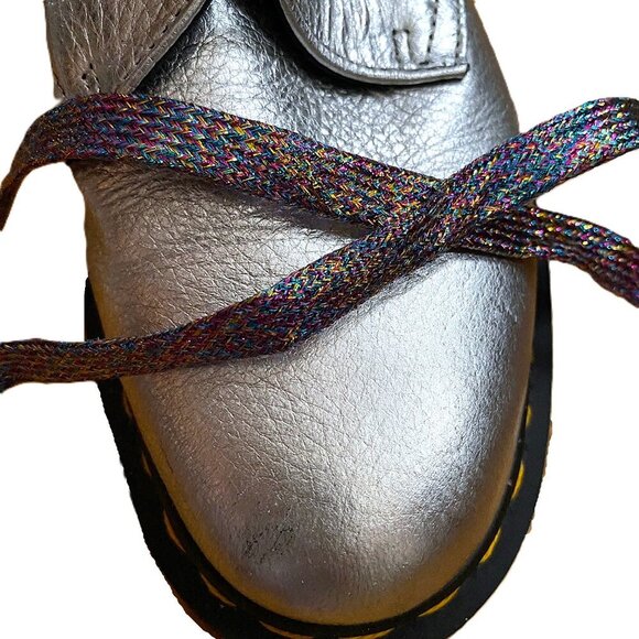 Doc Martens Dr. Martens 1461 Oxfords leather lace up silver shoes 7  extra laces - Picture 8 of 10
